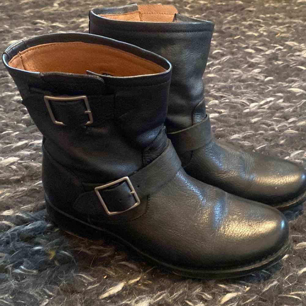 Frye Black Leather Ankle Boots